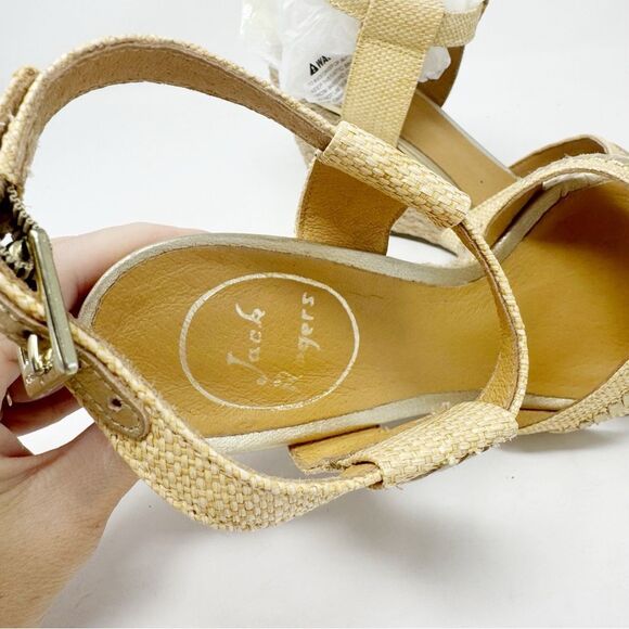 JACK ROGERS | Tan & Gold Wedge Espadrille Sandals Women’s Size 6 - Picture 10 of 12